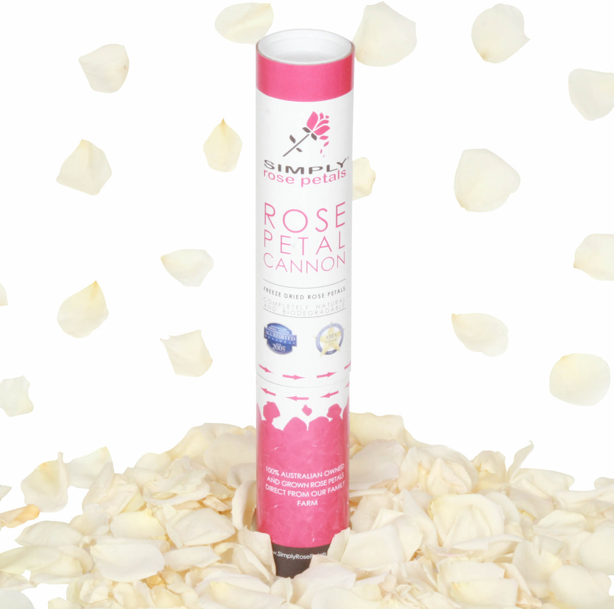 Ivory White Freeze Dried Rose Petal Cannon
