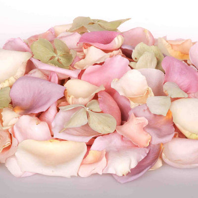 Green Freeze Dried Hydrangea Petals mixed with Pastel Dried Rose Petals